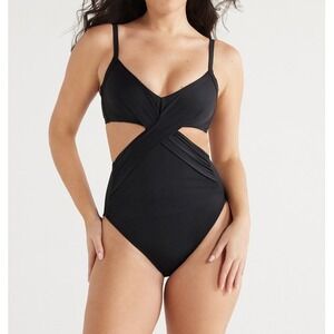 Sofia by Sofia Vergara Women Antonella One-Piece Swimsuit  Size L Black Monokini